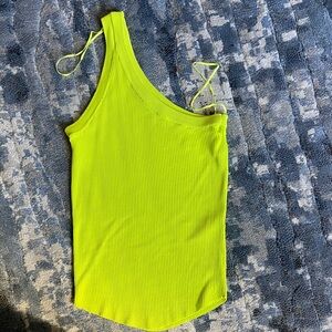 Bright Ribbed One-Shoulder Top from Zara